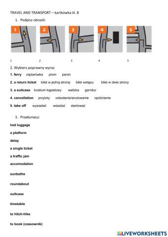 Kartkówka TRAVEL AND TRANSPORT