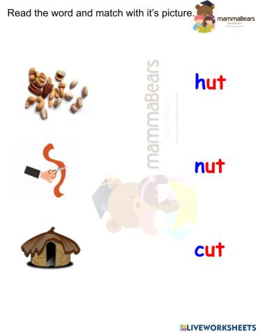 'ut' blend worksheet