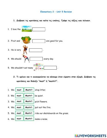 Elementary 2 - Revision Unit 5