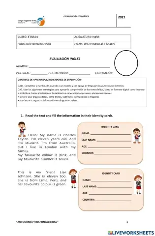 Evaluación 1 6°básico