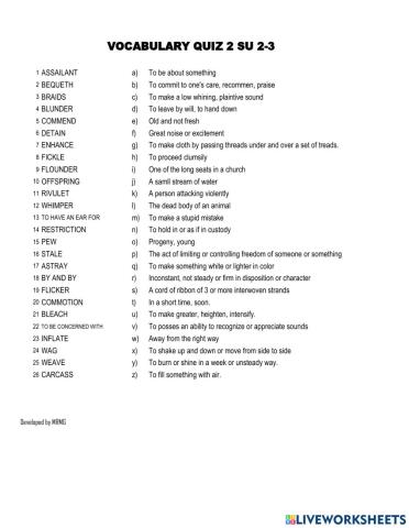 Cba vocabulary quiz 7