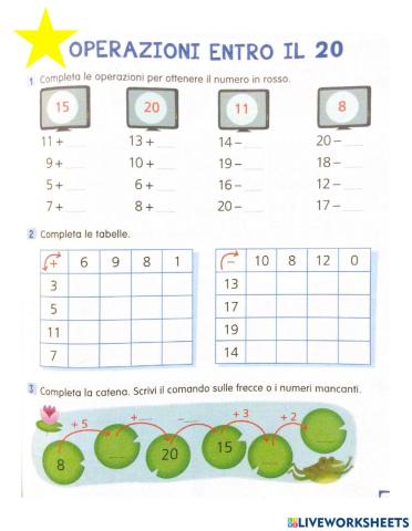 Operazioni entro il 20