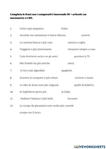 A2- comparativi con di e che