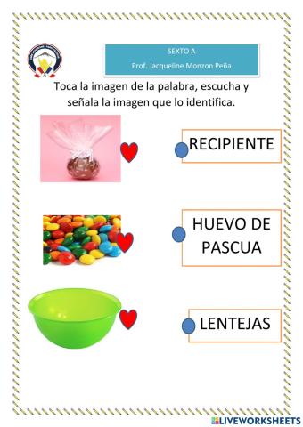Vocabulario huevos de Pascua