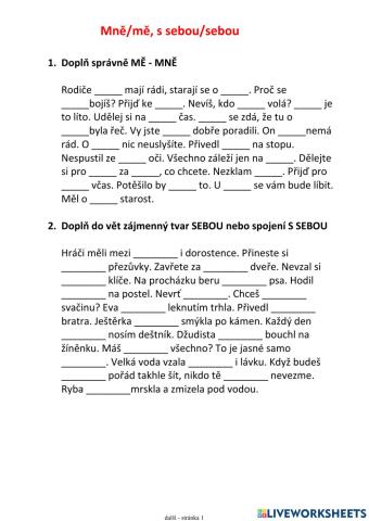 Mě-mně, sebou-s sebou