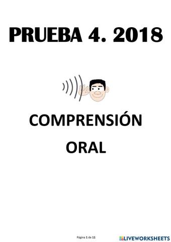 Comprensión oral. Prueba 2018