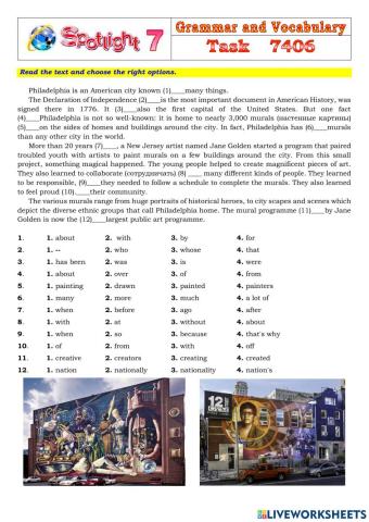 Spotlight 7 Task 7406