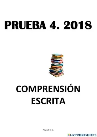 Comprensión escrita. Prueba 2018