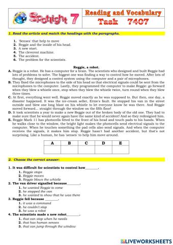 Spotlight 7 Task 7407