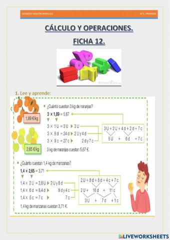 Cálculo y operaciones. Ficha 12.