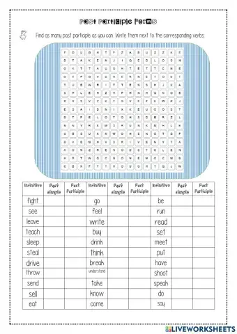 Past Participle Wordsearch