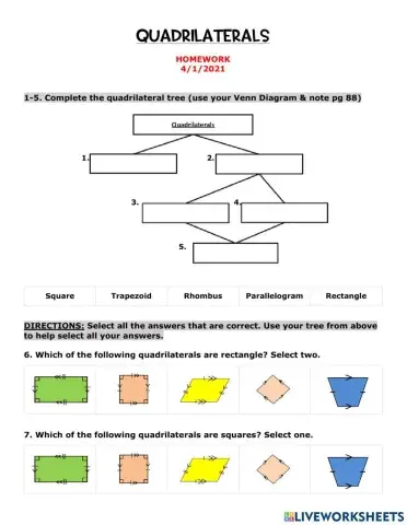 Quadrilaterals Homework -4