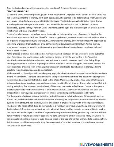 Reading:Creatures that cure!