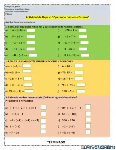 Operatoria de numeros enteros