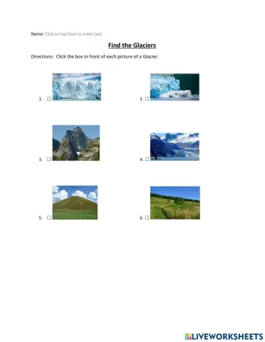 Find the Glaciers w visual supports
