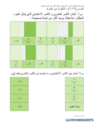 الأجزاء من عشرة