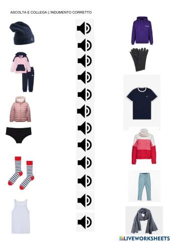 Ascolta e collega gli indumenti