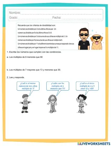 Múltiplos y divisores