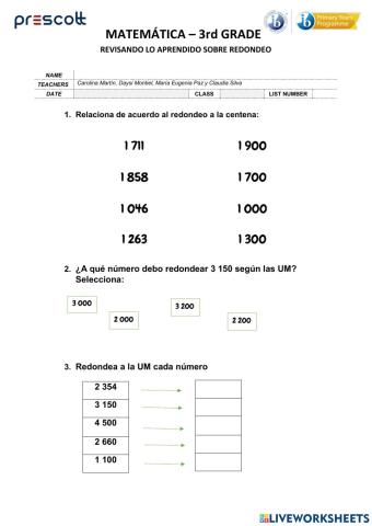 Redondeo a la centena y UM