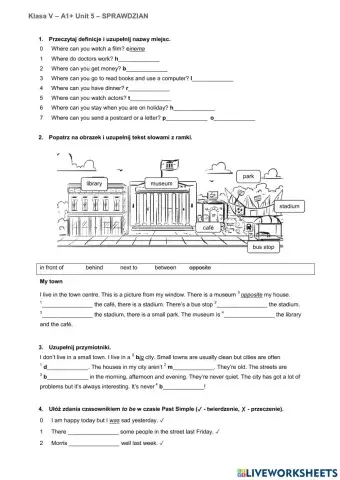 Sprawdzian klasa 5 A1+