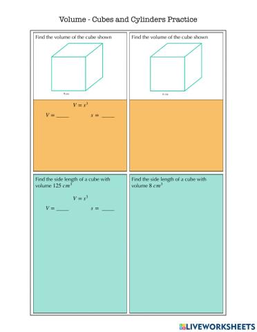 Volume - Cube and Cylinders Practice