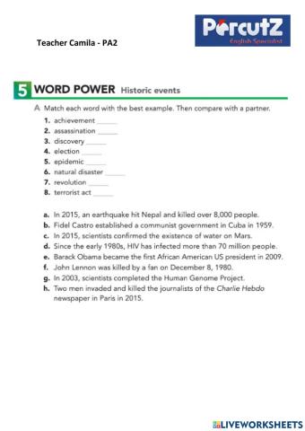 Historic events vocab