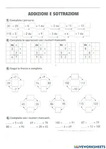 Addizioni e sottrazioni aperte