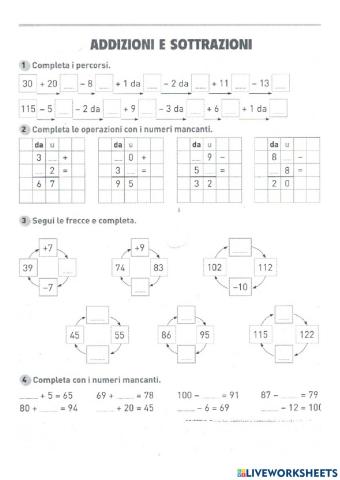 Addizioni e sottrazioni aperte