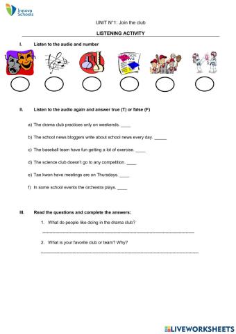 Listening practice about clubs