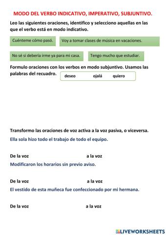 Oraciones indicativas