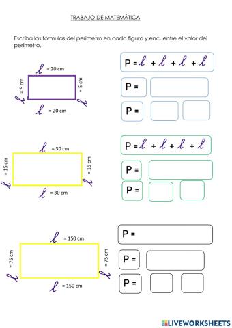 Perímetro del rectángulo y triángulo