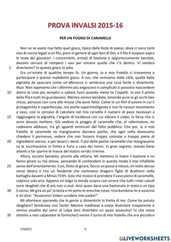 Prova Invalsi Italiano 2015 - 2016 prima parte