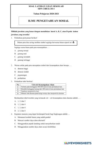 Soal Latihan Ujian Sekolah Muatan Pelajaran IPS