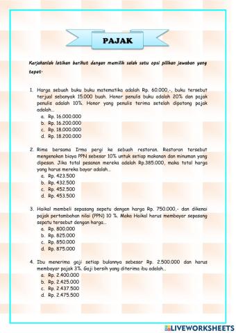 Latihan Pajak Aritmatika Sosial