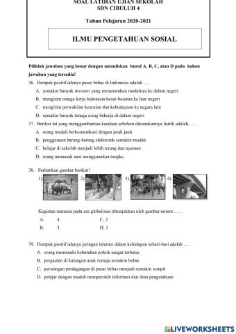 Soal Latihan Ujian Sekolah Muatan Pelajaran IPS