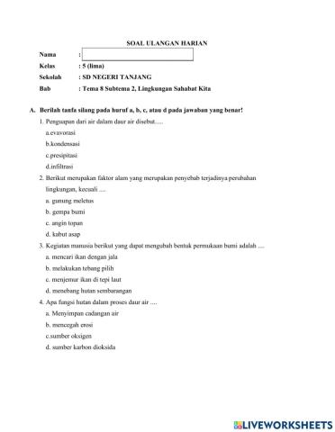 Penilaian Harian Tema 8 Subtema 2