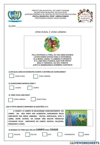 Chapeuzinho Vermelho - Zona Rural e Urbana