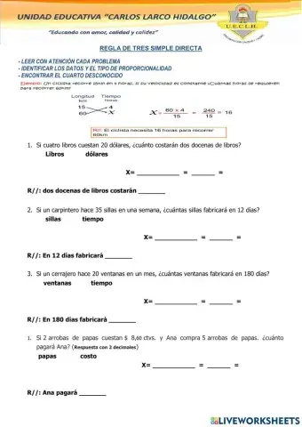 Regla de tres simple directa
