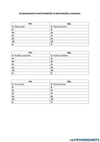 Daiktavardžių ir būdvardžių linksniavimas