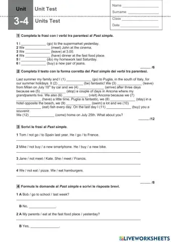 Test sul Present Simple