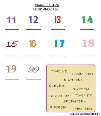 Numbers 11-20