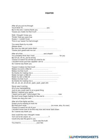 Fighter by Christina Aguilera song