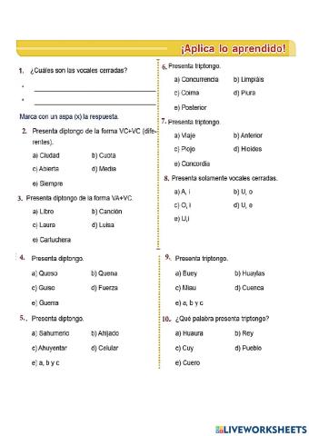 Hiato, diptongo y triptongo