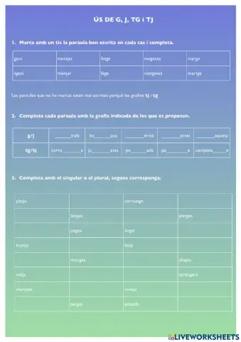 Ús de G, J, TG i TJ