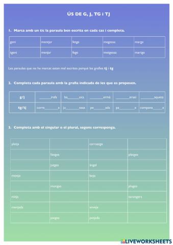 Ús de G, J, TG i TJ