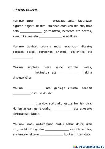 Makinen inguruko laburpena eta eskema