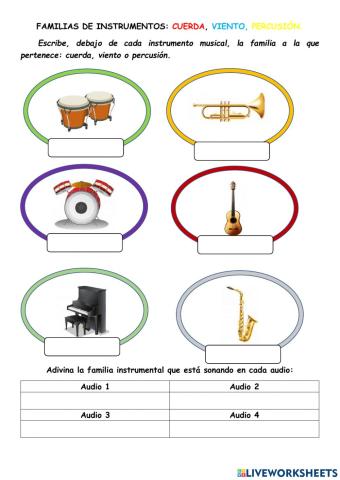 ACTIVIDAD: FAMILIAS DE INSTRUMENTOS