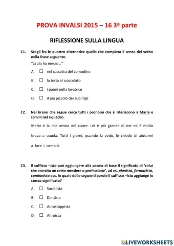 Prova Invalsi anno 2015-16 terza parte