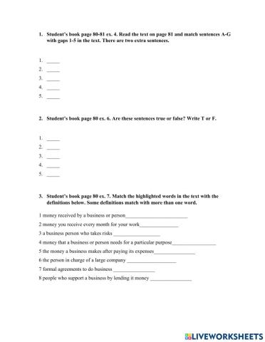 Reading and vocabulary