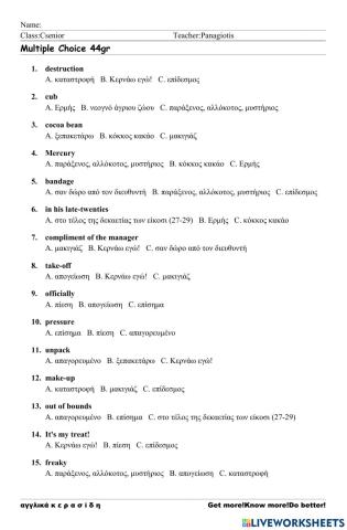 Csenior Worksheet 44